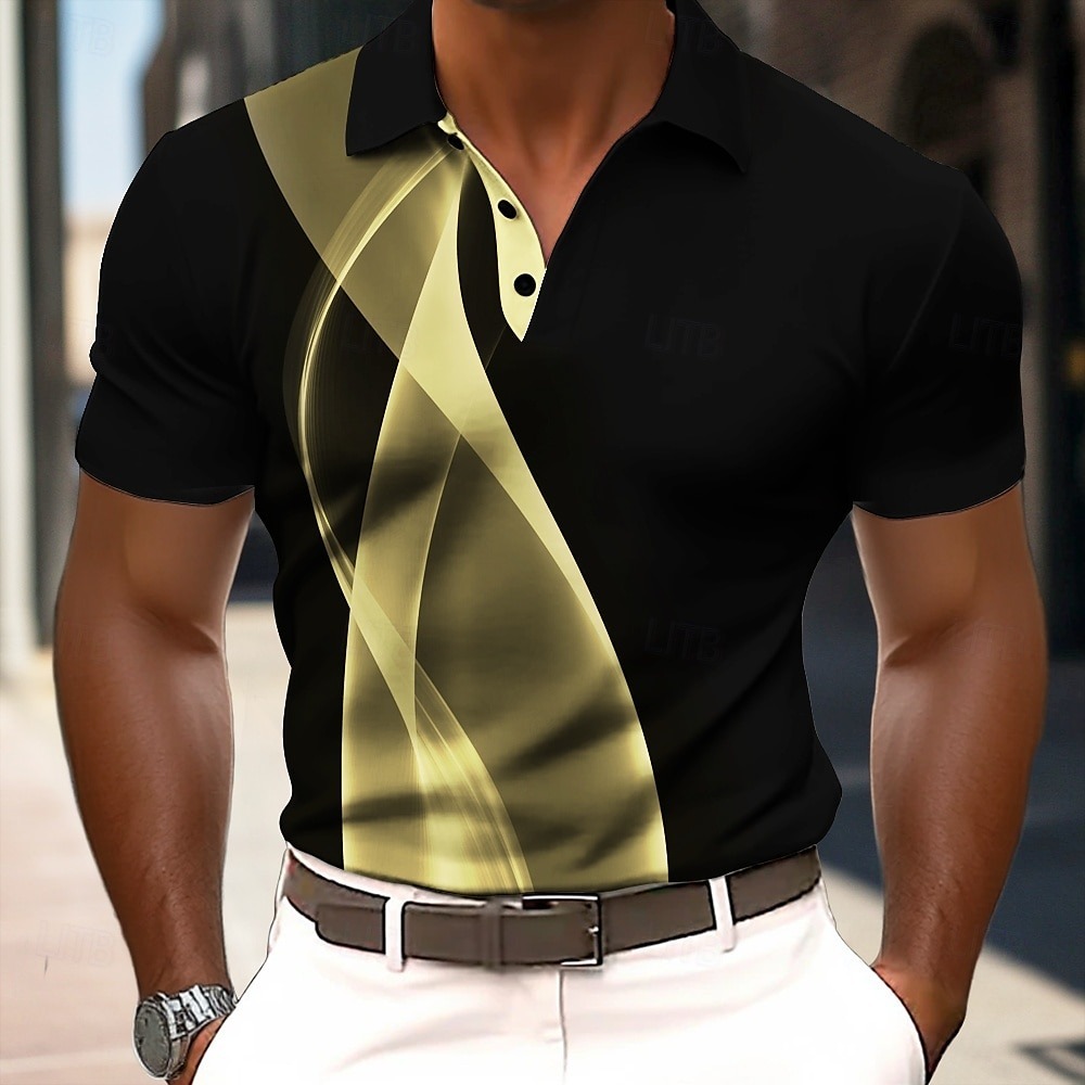 Men's Abstract Geometic Polo Short Sleeve Polo Shirts Collared Shirts Business Casual Outdoor Athleisure Daily Wear 3D Print Summer