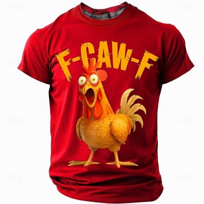  F-Caw-F Funny Chicken Humorous Rooster Rude T Shirt Short Sleeve T shirt 3D Print Crew Neck Shirt Fashion Daily Street Daily Black Red Blue Summer Spring Clothing Apparel S M L XL XXL XXXL