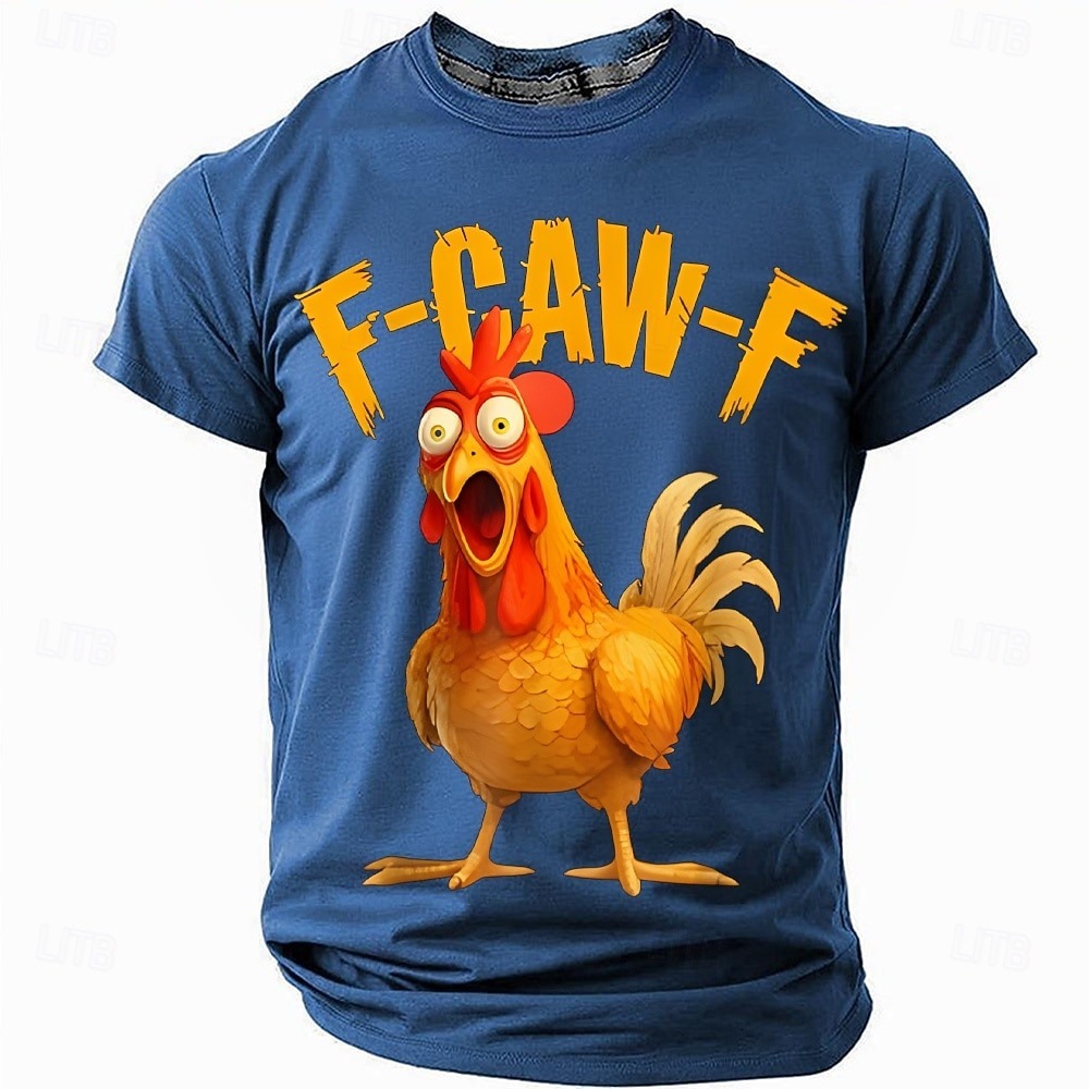 F-Caw-F Funny Chicken Humorous Rooster Rude T Shirt Short Sleeve T shirt 3D Print Crew Neck Shirt Fashion Daily Street Daily Black Red Blue Summer Spring Clothing Apparel S M L XL XXL XXXL
