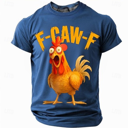  F-Caw-F Funny Chicken Humorous Rooster Rude T Shirt Short Sleeve T shirt 3D Print Crew Neck Shirt Fashion Daily Street Daily Black Red Blue Summer Spring Clothing Apparel S M L XL XXL XXXL