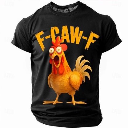  F-Caw-F Funny Chicken Humorous Rooster Rude T Shirt Short Sleeve T shirt 3D Print Crew Neck Shirt Fashion Daily Street Daily Black Red Blue Summer Spring Clothing Apparel S M L XL XXL XXXL