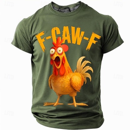  F-Caw-F Funny Chicken Humorous Rooster Rude T Shirt Short Sleeve T shirt 3D Print Crew Neck Shirt Fashion Daily Street Daily Black Red Blue Summer Spring Clothing Apparel S M L XL XXL XXXL