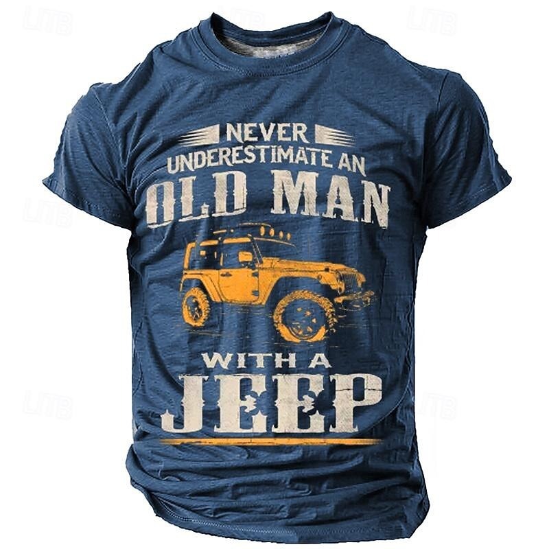 Men's Graphic Car Old Man T Shirt Short Sleeve T shirt 3D Print Crew Neck Shirt Casual Street Style Sports Outdoor Holiday Going out Black Blue Brown Spring & Summer Clothing Apparel
