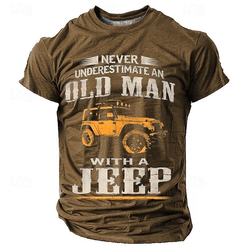  Men's Graphic Car Old Man T Shirt Short Sleeve T shirt 3D Print Crew Neck Shirt Casual Street Style Sports Outdoor Holiday Going out Black Blue Brown Spring & Summer Clothing Apparel
