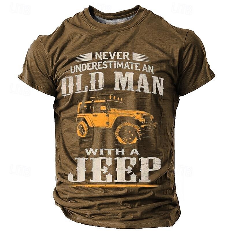 Men's Graphic Car Old Man T Shirt Short Sleeve T shirt 3D Print Crew N
