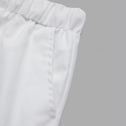 Men's Linen Pants Summer Pants Cropped Pants Beach Pants Drawstring Elastic Waist Plain Comfort Breathable Calf-Length Casual Daily Holiday Fashion Classic Style Black White