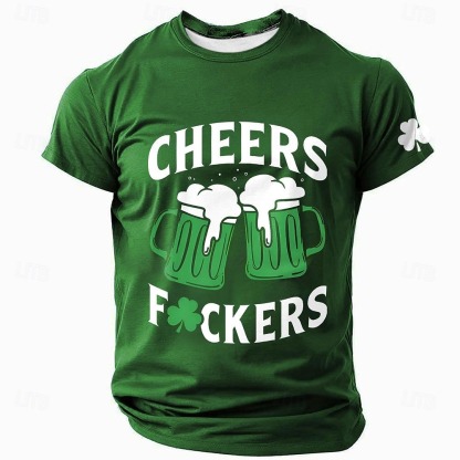 St. Patrick Men's Shamrock Lucky Irish T Shirt Short Sleeve T shirt 3D Print Crew Neck Shirt Designer Casual Party Holiday Club Green Summer Spring Clothing Apparel S M L XL XXL XXXL