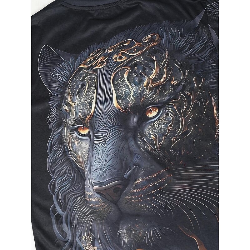 Men's Graphic Animal Tiger T shirt Short Sleeve T shirt 3D Print Crew Neck Shirt Vintage Fashion Designer Outdoor Daily Sports Light Yellow Dark Yellow Yellow Spring & Summer Clothing Apparel S M L