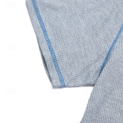 Men's Waffle Henley Shirt Tee Plaid Checkered Henley Outdoor Casual Short Sleeve Button Clothing Apparel Polyester Fashion Designer Comfortable