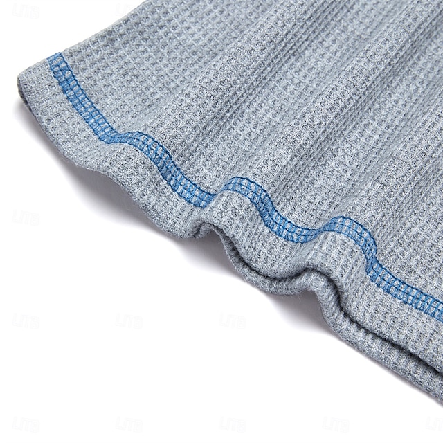 Men's Waffle Henley Shirt Tee Plaid Checkered Henley Outdoor Casual Short Sleeve Button Clothing Apparel Polyester Fashion Designer Comfortable