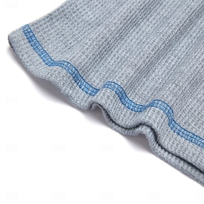 Men's Waffle Henley Shirt Tee Plaid Checkered Henley Outdoor Casual Short Sleeve Button Clothing Apparel Polyester Fashion Designer Comfortable