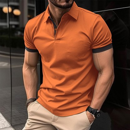 Men's Polo Shirt Golf Shirt Casual Holiday Lapel Classic Short Sleeve Fashion Basic Plain Button Summer Regular Fit Black Pink Wine Navy Blue Blue Orange Polo Shirt