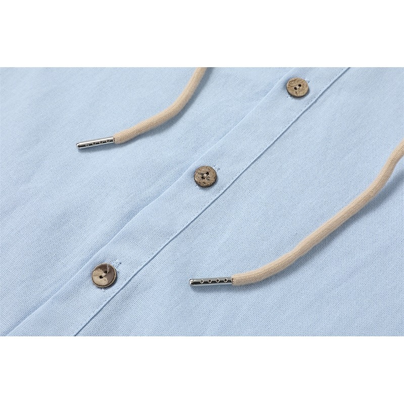 Men's Shirt Linen Shirt Calico Shirt Beach Wear Button Up Shirt Hooded Shirt Plain Casual Daily Black White Blue Green Long Sleeve Hooded Spring & Summer Clothing Apparel Buttons