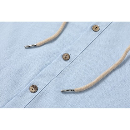 Men's Shirt Linen Shirt Calico Shirt Beach Wear Button Up Shirt Hooded Shirt Plain Casual Daily Black White Blue Green Long Sleeve Hooded Spring & Summer Clothing Apparel Buttons