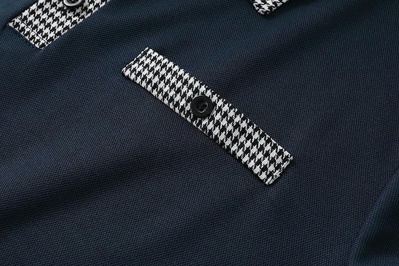 Men's Golf Shirt Golf Polo Work Casual Lapel Short Sleeve Basic Modern Color Block Houndstooth Patchwork Spring & Summer Regular Fit Black White Red Navy Blue Blue Beige Golf Shirt