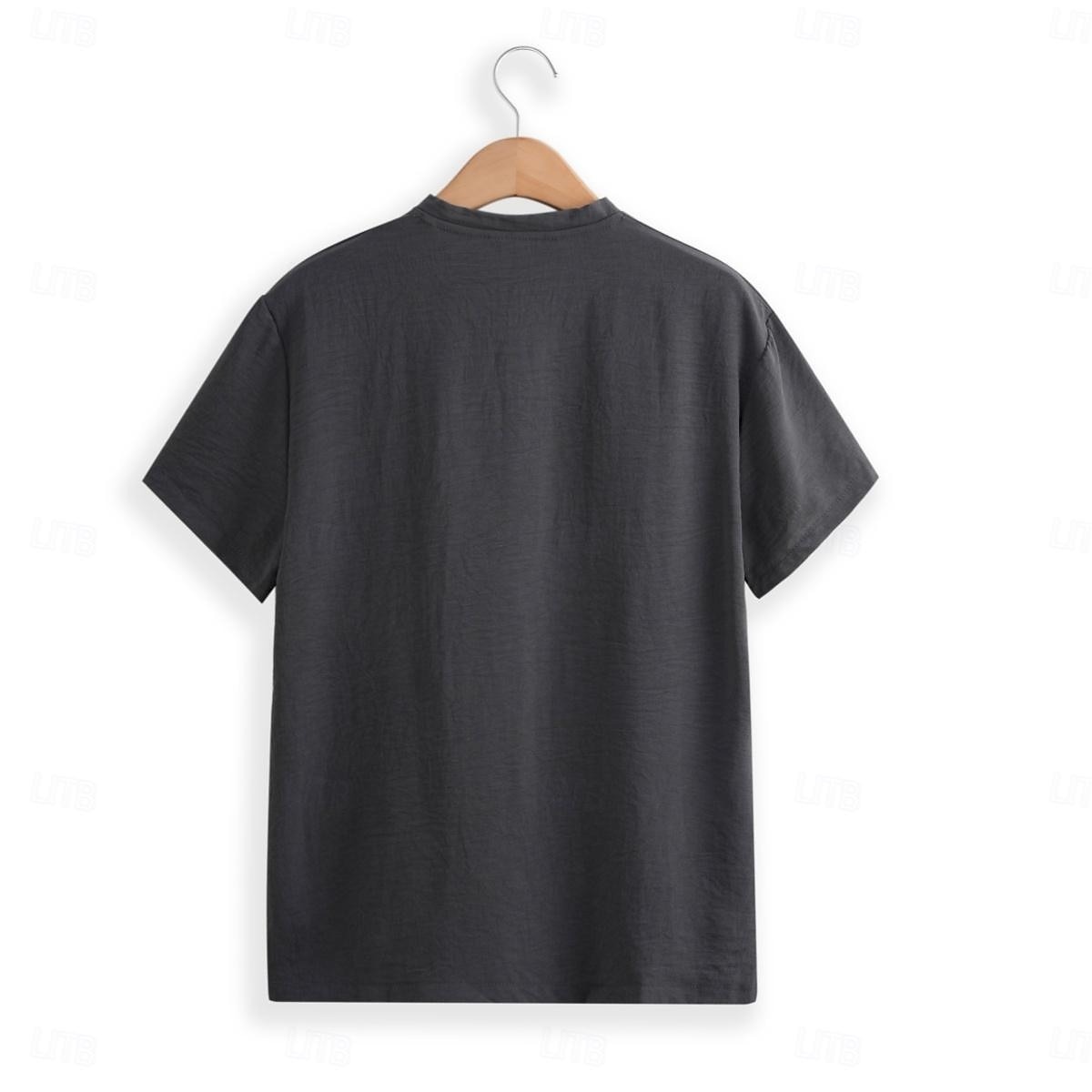 Men's Henley Shirt Tee Top Plain V Neck Street Vacation Short Sleeves Clothing Apparel Fashion Designer Basic