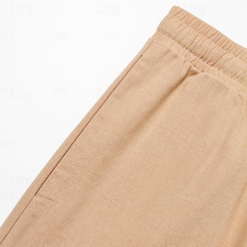 Men's Cargo Pants Trousers Summer Pants Beach Pants Drawstring Multi Pocket Straight Leg Plain Comfort Breathable Outdoor Daily Going out Fashion Casual Black White