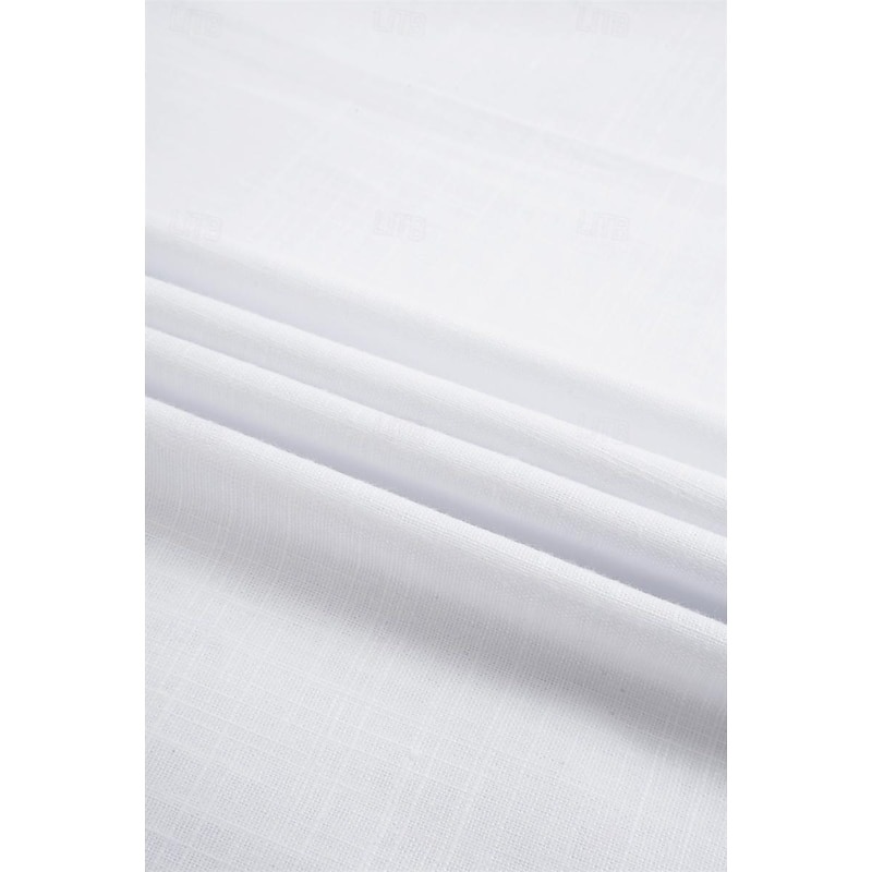 Men's Shirt Linen Shirt Viking Style Pirate Shirt Summer Shirt Beach Wear White Orange Green Light Blue Long Sleeve Solid Color Collarless Street Daily Clothing Apparel