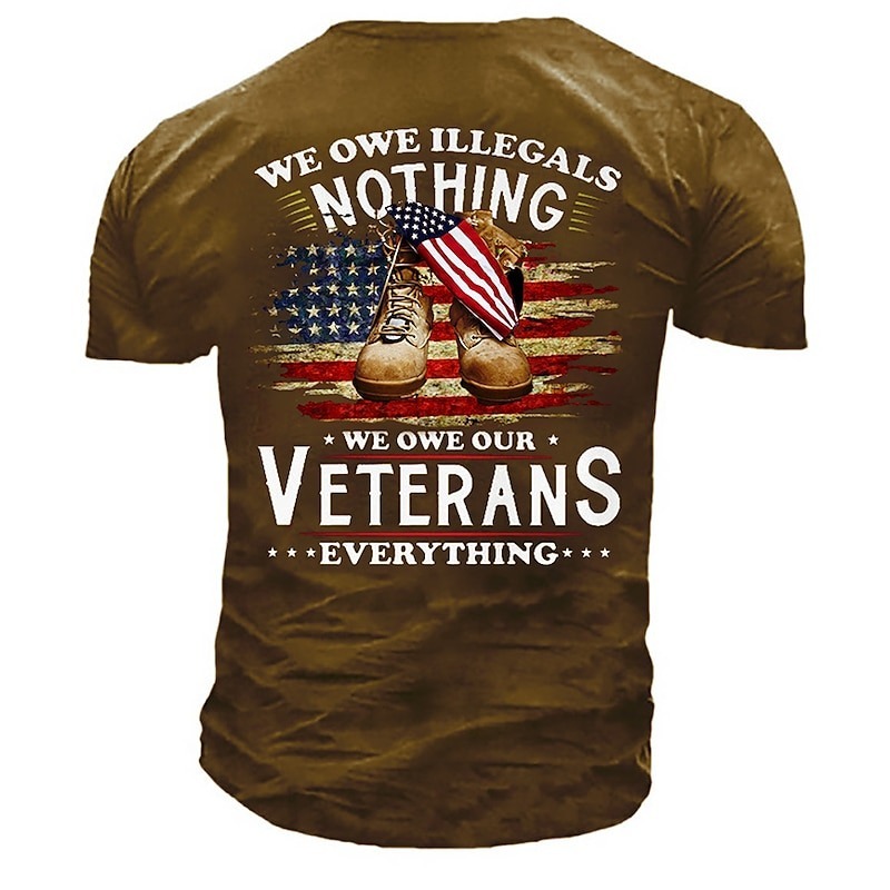 Veterans Day Men's Patriot Patriotic Veteran Unisex Graphic Prints Shoe National Flag T shirt Slogan T Shirts Retro Shirts Short Sleeve T shirt 3D Print Crew Neck Shirt Sports Designer Casual