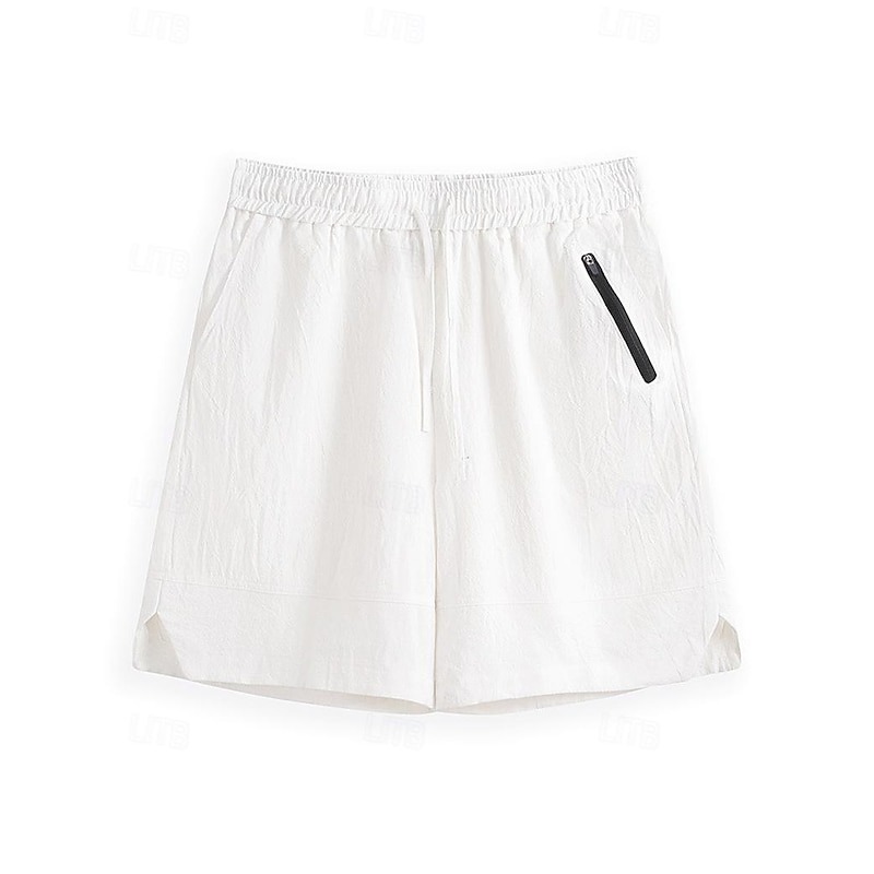 Men's Shorts Linen Shorts Summer Shorts Beach Shorts Pocket Drawstring Elastic Waist Plain Comfort Breathable Short Casual Daily Holiday Fashion Classic Style White Army Green