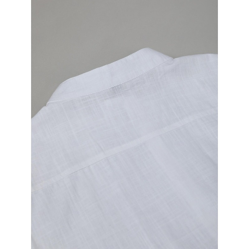 Men's Shirt Linen Shirt Band Collar Shirt Summer Shirt Beach Wear Button Up Shirt Plain Casual Daily Black White Blue Orange Short Sleeve Band Collar Summer Clothing Apparel