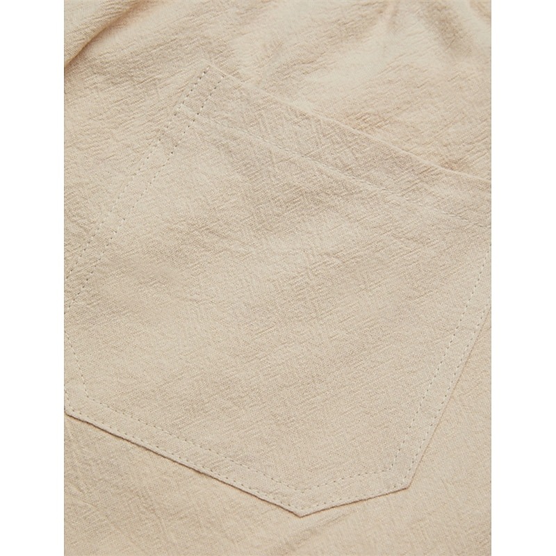 Men's Shorts Linen Shorts Summer Shorts Beach Shorts Drawstring Elastic Waist Multi Pocket Plain Knee Length Outdoor Beach Hawaiian Casual Black Inelastic