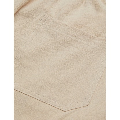 Men's Shorts Linen Shorts Summer Shorts Beach Shorts Drawstring Elastic Waist Multi Pocket Plain Knee Length Outdoor Beach Hawaiian Casual Black Inelastic