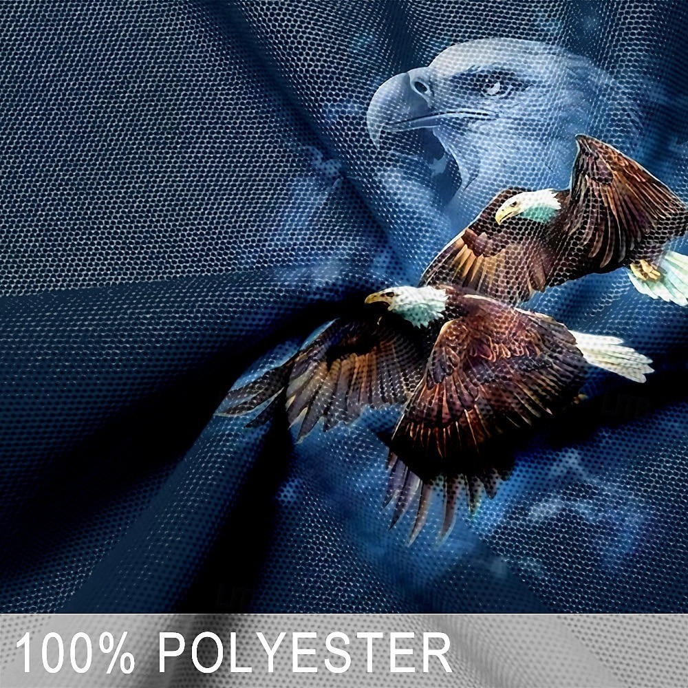 Men's Eagle Patriotic Polo Shirts Golf Polos Shirts Long Sleeve Polo Shirts Collar Party Evening Wear Dailywear Vacation Zipper 3D Print Blue Purple Green