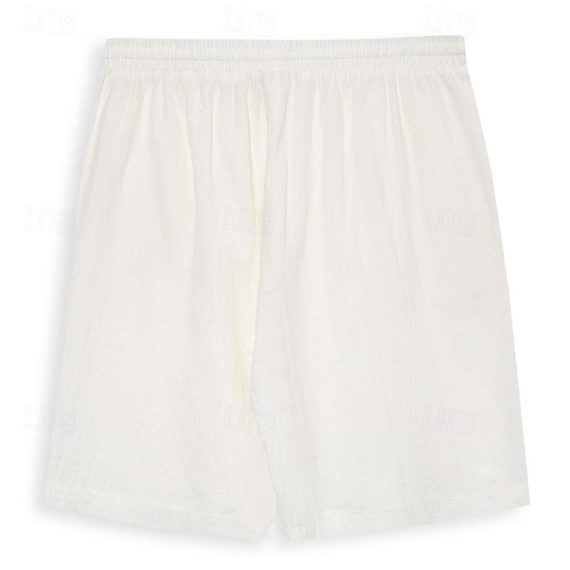 Men's Shorts Summer Shorts Beach Shorts Drawstring Plain Yoga Business Beach Hawaiian Casual Black White