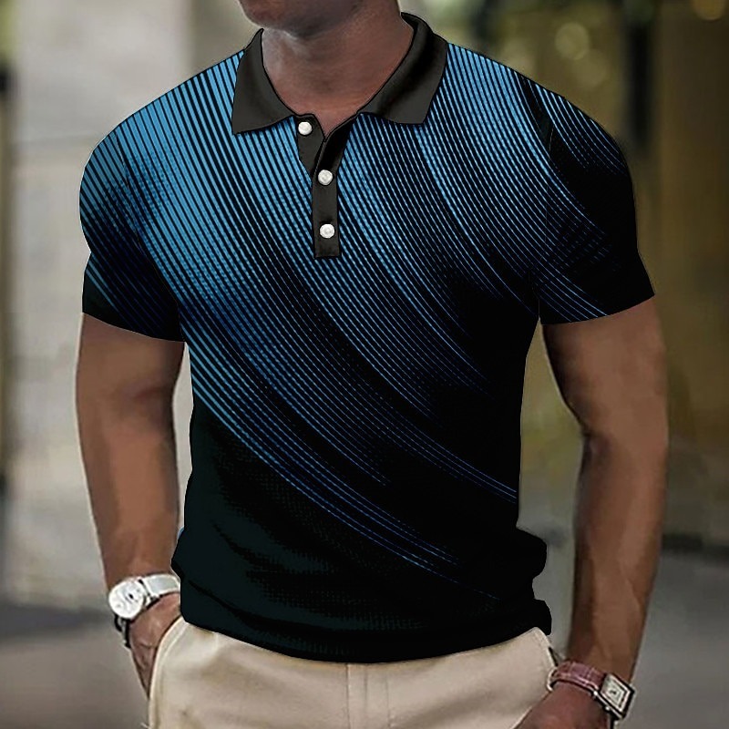 Men's Geometric Waffle Polo Shirts Golf Shirt Short Sleeve Polo Shirts Collared Shirts Business Casual Vacation Wear Formal Wear Festival Wear Buttons 3D Print Black White Yellow