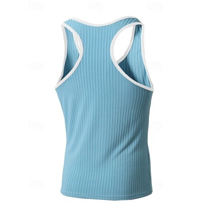 Men's Tank Top Vest Top Undershirt Sleeveless Shirt Sleeveless Crew Neck Summer Color Block Pit Strip Fashion Designer Basic Quick Dry Vacation Street Going out Black White Wine Top Tee for Men