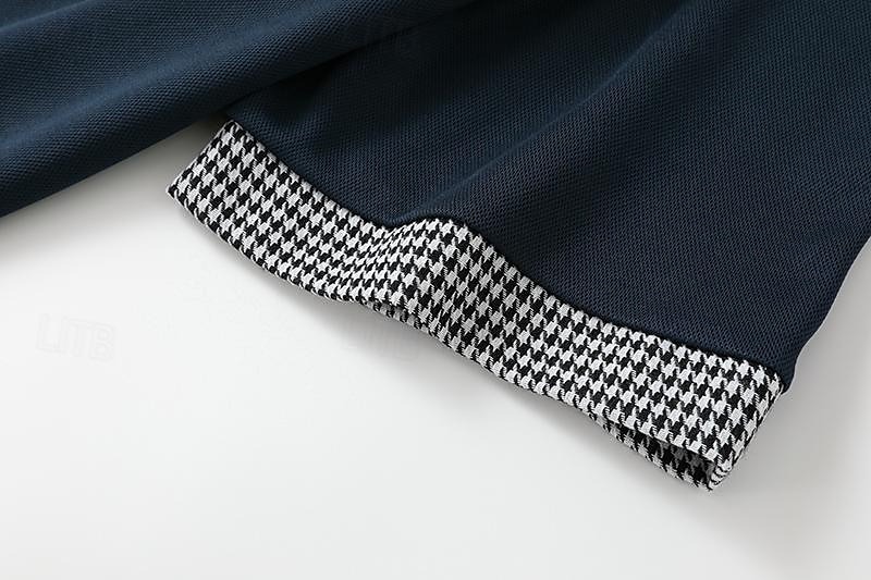 Men's Golf Shirt Golf Polo Work Casual Lapel Short Sleeve Basic Modern Color Block Houndstooth Patchwork Spring & Summer Regular Fit Black White Red Navy Blue Blue Beige Golf Shirt