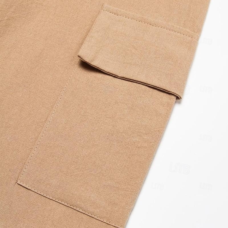 Men's Cargo Pants Trousers Summer Pants Beach Pants Drawstring Multi Pocket Straight Leg Plain Comfort Breathable Outdoor Daily Going out Fashion Casual Black White