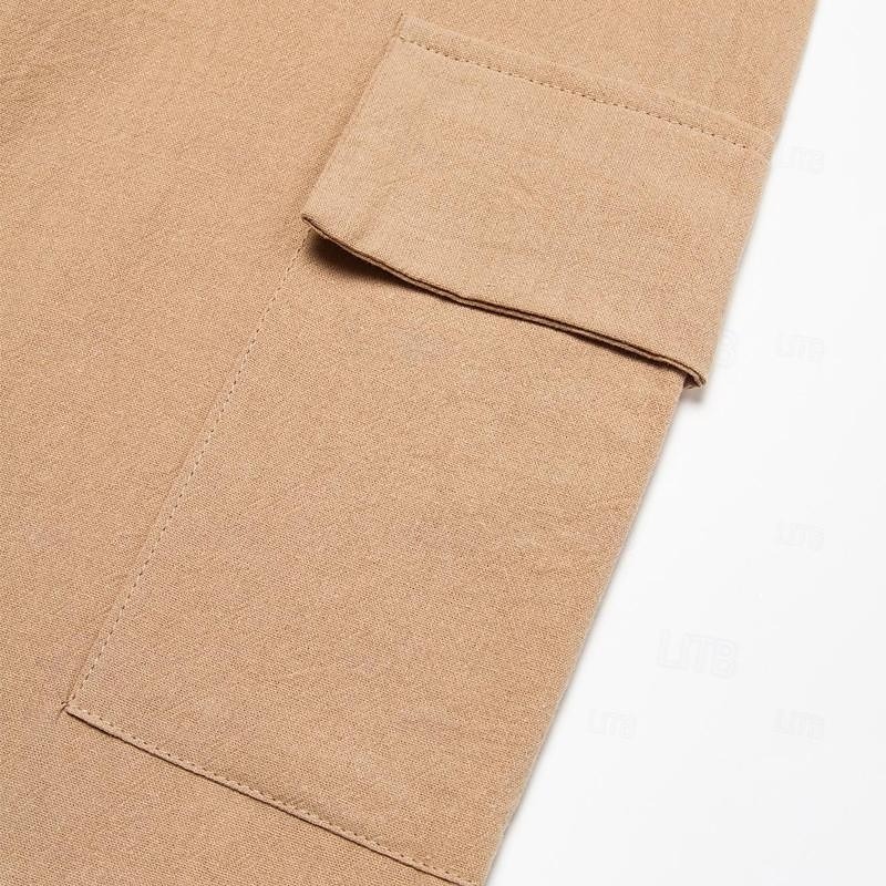 Men's Cargo Pants Trousers Summer Pants Beach Pants Drawstring Multi Pocket Straight Leg Plain Comfort Breathable Outdoor Daily Going out Fashion Casual Black White