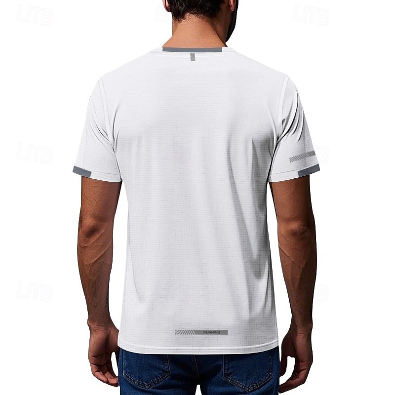 Men's T Shirt Muscle Shirts Short Sleeve Crewneck Summer Active Classic Sports & Outdoor Running Light Blue Black White Top Tee for Men