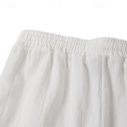 Men's Trousers Summer Pants Baggy Pants Beach Pants Casual Pants Drawstring Front Pocket Straight Leg Plain Comfort Soft Full Length Yoga Holiday Beach Fashion Hawaiian Black White