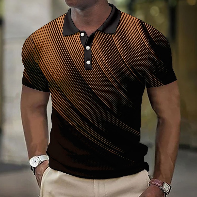 Men's Geometric Waffle Polo Shirts Golf Shirt Short Sleeve Polo Shirts Collared Shirts Business Casual Vacation Wear Formal Wear Festival Wear Buttons 3D Print Black White Yellow