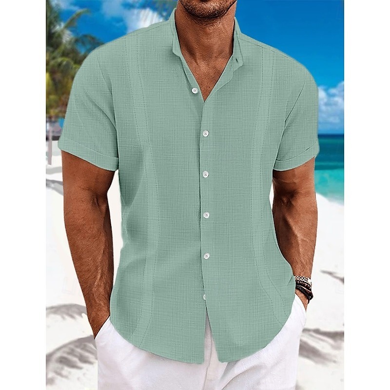 Men's Shirt Guayabera Shirt Linen Shirt Button Up Shirt Summer Shirt B