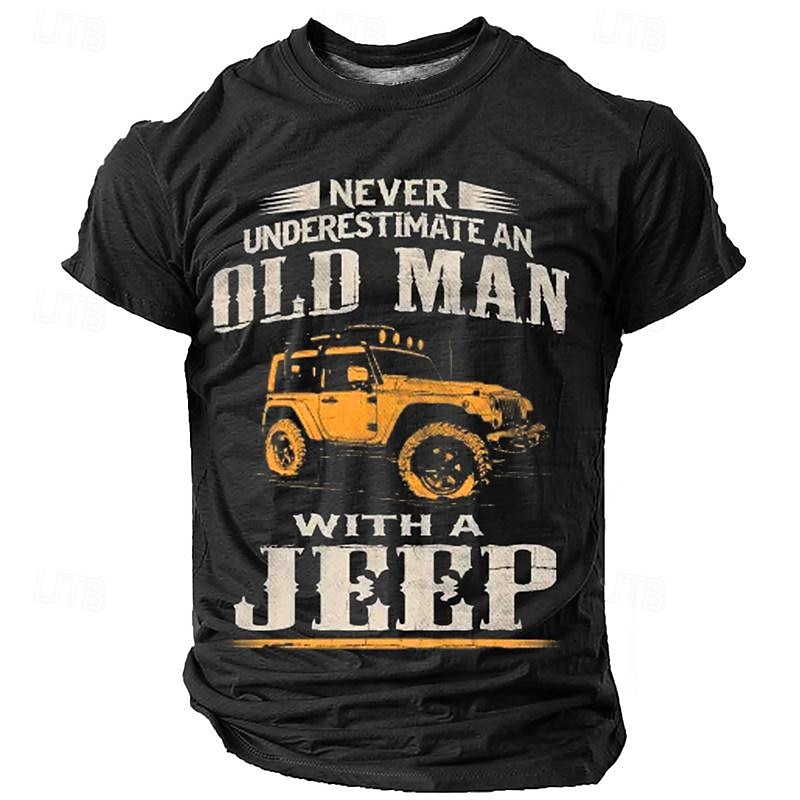 Men's Graphic Car Old Man T shirt Short Sleeve T shirt 3D Print Crew Neck Shirt Casual Street Style Sports Outdoor Holiday Going out Black Blue Brown Spring & Summer Clothing Apparel S M L XL 2XL 3XL