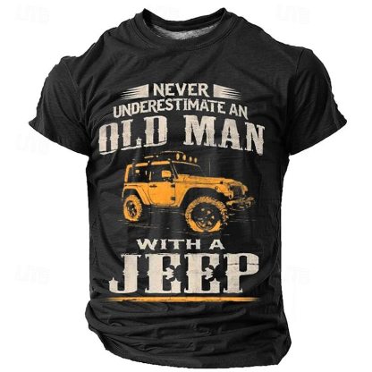 Men's Graphic Car Old Man T shirt Short Sleeve T shirt 3D Print Crew Neck Shirt Casual Street Style Sports Outdoor Holiday Going out Black Blue Brown Spring & Summer Clothing Apparel S M L XL 2XL 3XL