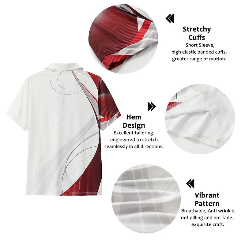 Men's Geometric Zip Polo Shirts Golf Shirt Short Sleeve Polo Shirts Collared Shirts Business Casual Vacation Wear Formal Wear Festival Wear 3D Print Quarter Zip Polo Yellow Army Green Red