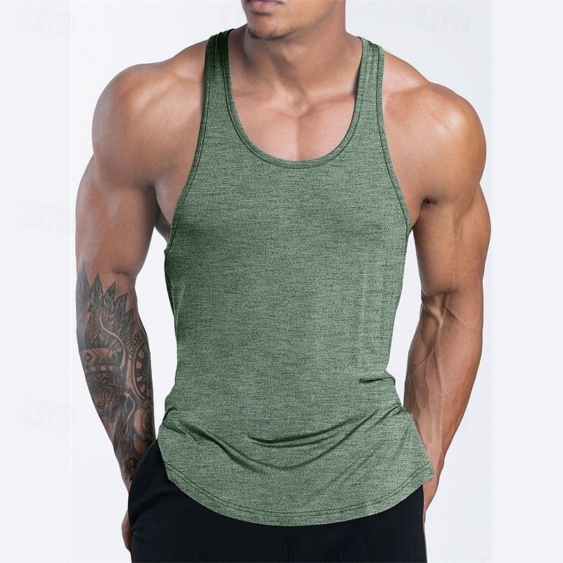 Men's Tank Top Vest Top Undershirt Sleeveless Shirt Sleeveless U Neck Summer Plain Fashion Designer Basic Vacation Street Going out Black Pink Navy Blue Top Tee for Men