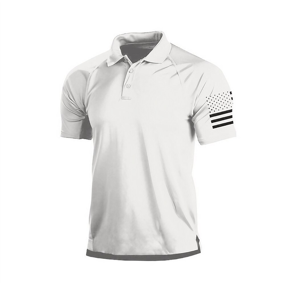 Men's Golf Polo Shirt Dark Grey Army Green Dark Navy Short Sleeve Sun Protection Moisture Wicking Top Summer Golf Attire Clothes Outfits Wear Apparel