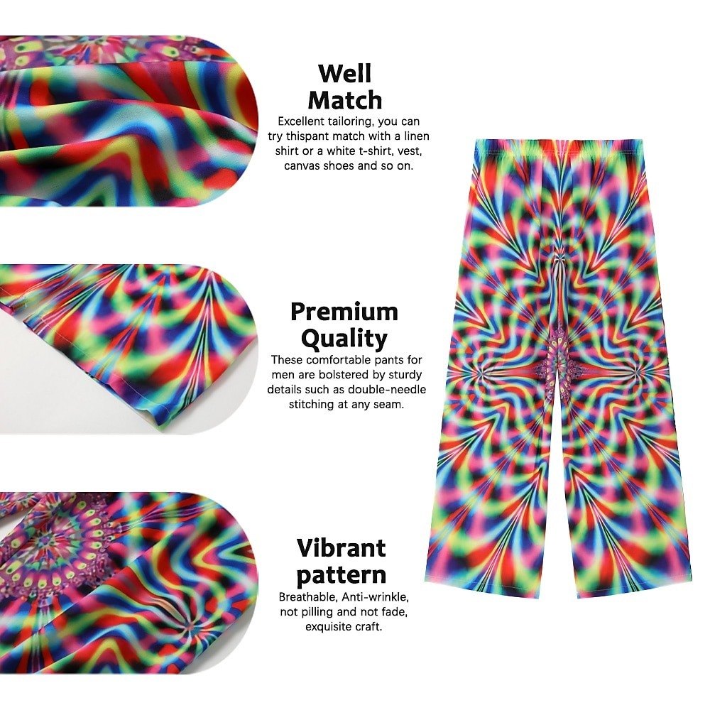 Men's Summer Pants Beach Pants Pocket Drawstring Elastic Waist Graphic Prints Comfort Breathable Casual Daily Holiday Streetwear Designer Yellow Blue Mid Waist