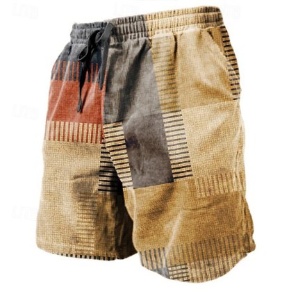 Men's Graphic Color Block Stripe Shorts Summer Shorts Beach Shorts Mid Waist Streetwear Hawaiian Designer Casual Daily Holiday Drawstring Elastic Waist 3D Print Designer Clothing Apparel