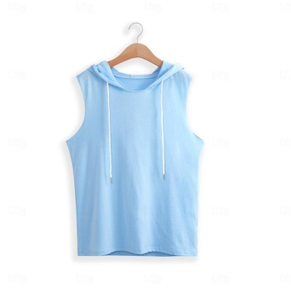 Men's Tank Top Vest Top Sleeveless Hoodie Sleeveless Shirt Gym Muscle Tee Plain Hooded Outdoor Going out Sleeveless Clothing Apparel Fashion Designer Muscle