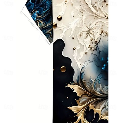 Men's Floral Print Flower Shirt Button Up Shirt Short Sleeve Fashion Casual Vacation Holiday Beach Wear Summer Spring Turndown Collared Shirts Blue