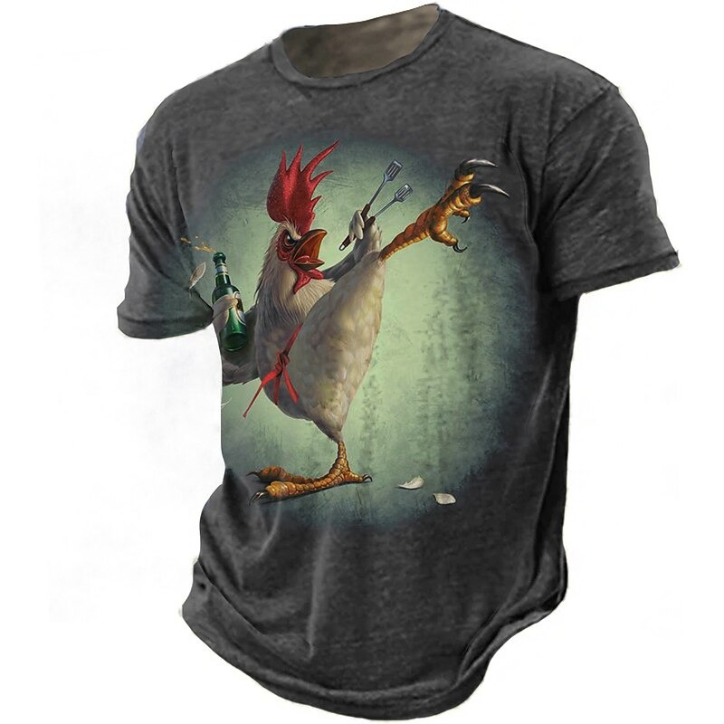 Veterans Day Men's Patriot Patriotic Veteran Graphic 3D Print Rooster T shirt Distressed T Shirt Short Sleeve T shirt Crew Neck Shirt Vintage Streetwear Comfortable Casual Sports Daily Wear 1 2 3