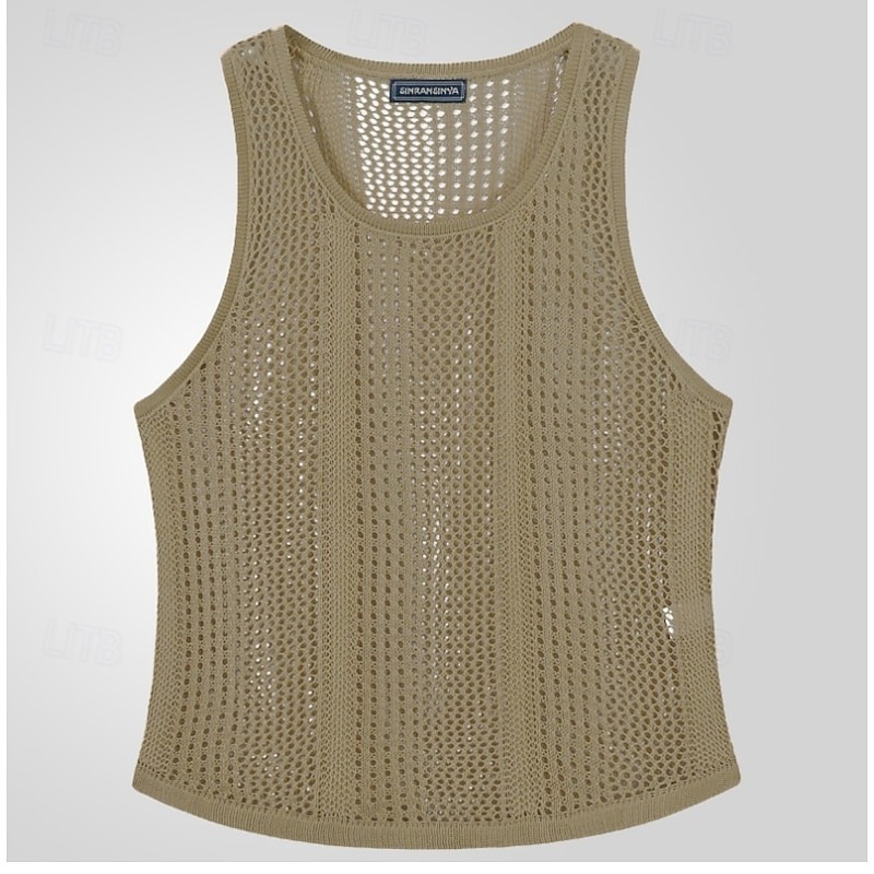 Men's Tank Top Undershirt Sleeveless Shirt Sleeveless Crew Neck Summer Solid Color Fashion Designer Muscle Knitted Outdoor Vacation Black White Army Green Top Tee for Men