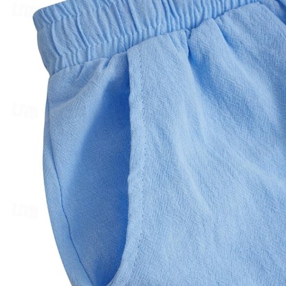 Men's Shorts Linen Shorts Summer Shorts Pocket Drawstring Elastic Waist Plain Comfort Breathable Short Casual Daily Holiday Fashion Classic Style Black White